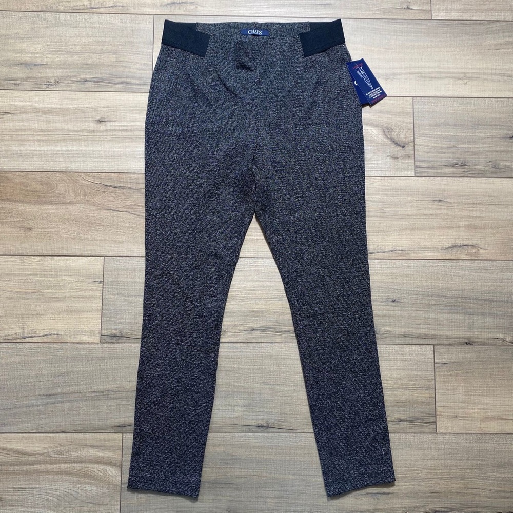 Chaps Women's Slim Leg Leggings Size Large Black Mix Pull On Super‎ Stretch